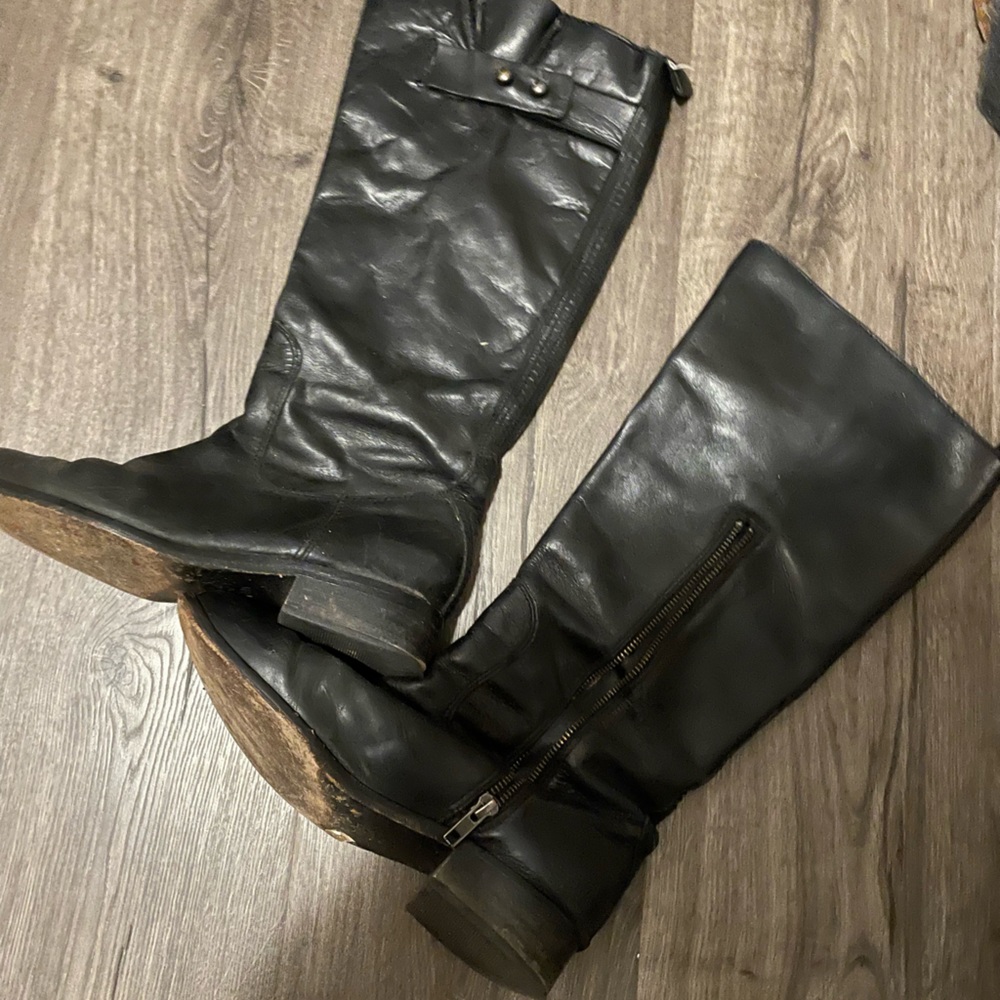 Lucchese Spirit Black Bailey Leather  riding boots
